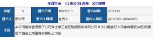 鸿海公告截图